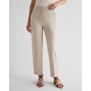 Express Editor Super High Waisted Straight Ankle Pant - Tan - 16 Long